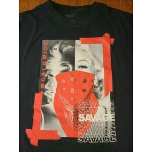 Men's Black Graphic Tee with Red Bandana Print